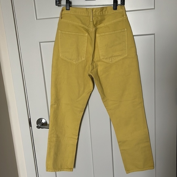 Agolde Riley High-Rise Cropped Yellow Denim Pants Size 27 - Picture 7 of 13